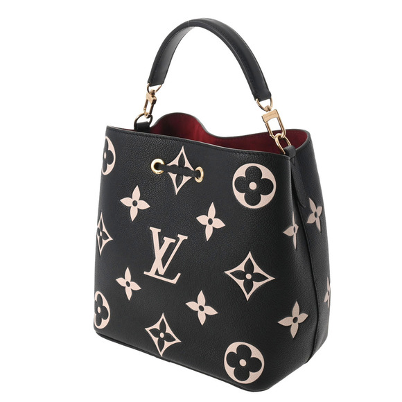 Louis Vuitton Handbags - Louis Vuitton Black Tan Bag NeoNoe Grained Shoulder Empreinte Beige Leather